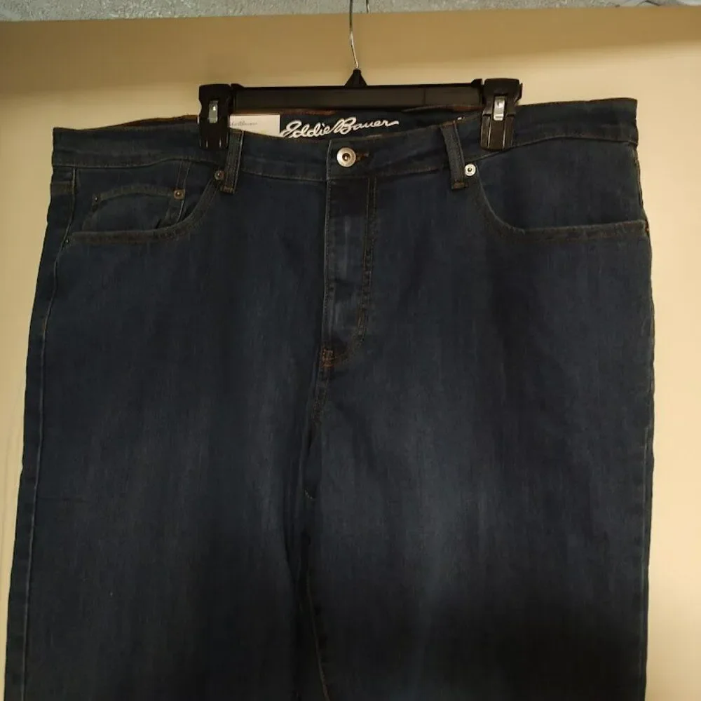 New Eddie Bauer Straight Fit Flannel Lined Dark Blue Jeans Size Men's 40/34